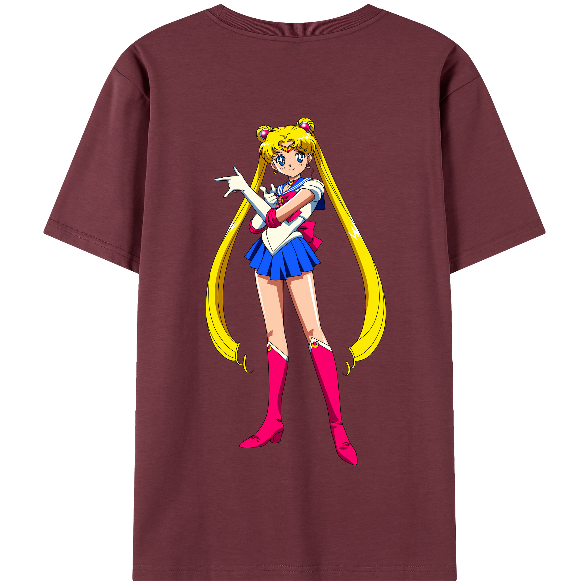 （画像用） 美少女戦士セーラームーン 月野 うさぎ つきの うさぎ Sailor Moon Tsukino Usagi 綿100％半袖Tシャツ（背面プリント）